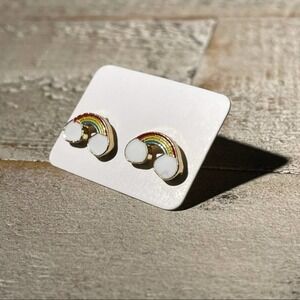 Rainbow Cloud Gold Studs Earrings Posts Rainbow Earrings Pride LBGTQ Earrings